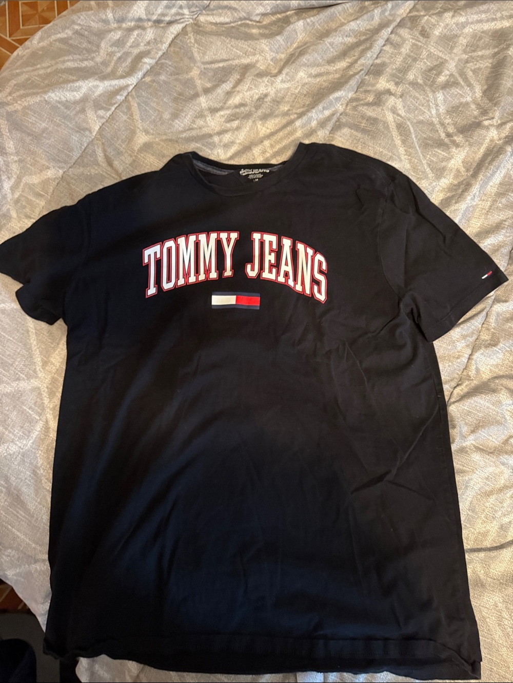 Tommy Hilfiger Black Tee with Red & White Logo